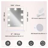 COOLJEEN Vanity Mirror with Lights, 9 Led Bulbs Lighted Makeup Mirror with Detachable 10X Magnification Mirror, Hollywood Mirror 3 Color Lights Tabletop Makeup Mirror, 360Â°Rotation