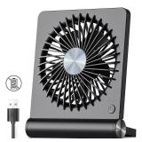 Koonie USB Fan, Strong Wind Ultra Quiet Small Desk Fan 220Â° Tilt Folding 3 Speeds Adjustable USB-C Corded Powered Personal Fan for Home Office Desktop Black