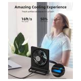 Koonie USB Fan, Strong Wind Ultra Quiet Small Desk Fan 220Â° Tilt Folding 3 Speeds Adjustable USB-C Corded Powered Personal Fan for Home Office Desktop Black