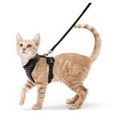 rabbitgoo Cat Harness and Leash for Walking, Escape Proof Soft Adjustable Vest Harnesses for Cats, Easy Control Breathable Reflective Strips Jacket, Black, S