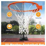 Basketball Net Replacement - Amble Heavy Duty Net in All Weather for Indoor and Outdoor - Fits 12 Loops Rim