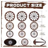 Outus 9 Pcs Wagon Wheel Decorations Paper Fans Country Western Party Decorations Wooden Wagon Wheels Hanging Paper Fans Ceiling Wall Decor for Wild West Western Cowboy Themed Classroom Party