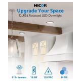 NICOR Lighting Recessed Ceiling Lights LED Downlight - Dimmable 5/6 inch LED Recessed Light Fixtures - Selectable CCT 2700K-5000K, 918 Lumens, 10.3W - DLR56 LED Retrofit Ceiling Light, White, 1-Pk