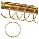 24 Pack Shower Curtain Rings,Rust Proof Shower Curtain Hooks for Bathroom,Circular Decorative Shower Curtain Rings and Hooks for Shower Rod,Metal Rings for Shower Curtain,Loose Leaf Rings(Gold)