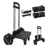 Backpack Trolley, Wheeled Cart Aluminum Alloy,Luggage Cart with 2 Large Tank Wheels,Folding Hand Truck with Luggage Straps for Bags,Lunch Backpack,Golf Bag,Teenagers,Adults,School,Travel