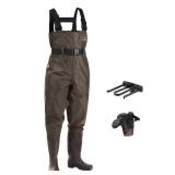 FISHINGSIR Fishing Waders for Men with Boots Womens Chest Waders 2-Ply Nylon/PVC Waterproof for Hunting with Boot Hanger