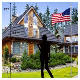 Ground Flag Poles for Outside House - 1" Tangle Free Flag Pole for House with 5 Prong - 9ft Yard Flag Stand for Outdoor,Wind Resistant & Rustproof - Silver