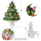 Hausse Christmas Ceramic Tree Night Light, Decorative Retro Christmas Tree Nightlight with Lamp, Multicolor Bulbs and 360 Degree Swivel Plug with ON/Off Switch for Kitchen Bathroom Bedroom Decor