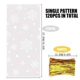 CCINEE Snowflake Treat Bag,Christmas Cellophane Bag with Twist Ties Candy Cookie Bags for Party Supplies,120PCS