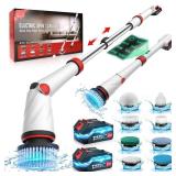 Rechargeable 1200RPM Electric Spin Scrubber, 8 in 1 Electric Spin Scrubber Cordless Tub and Tile Scrubber, 2000mAh Battery Power Shower Scrubber 50-inch Long Handle for Cleaning Household Bathroom