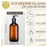 Amber Soap Dispenser 4pk Empty Plastic Pump Bottles Dispenser Amber Refillable Shampoo Container for Hand Sanitizer Soap Cosmetic Lotion Body Wash Conditioner Bathroom Kitchen Travel (16.9 Oz)