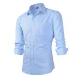 Beninos Mens Slim Fit Solid Point Collar Button Down Dress Shirt (CD01 Light Blue, M)