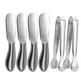 Linwnil Spreader Knife Set,6-Piece Cheese and Butter Spreader Knives,Mini Serving Tongs,Stainless Steel Multipurpose Butter Knives