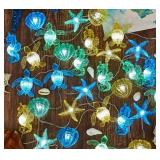 Ocean Themed String Lights Marine Life Night Lights Beach Décor Sea Turtle Seahorse Starfish Clam Decorative Lights Battery Operated USB Plug in 30LED 10ft Christmas Tree Ornaments Holiday Bedroom