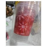 Glad Holiday 16oz Clear Plastic Cups with Red Snowflakes | Holiday Plastic Cups, Snowflake Cups | Cute Plastic Disposable Cups for Everyday Use, 16oz Plastic Cups 20 Ct