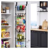 Delamu Over the Door Pantry Organizer, Metal Pantry Organizers and Storage, 6-Tier Over the Door Organizer, Pantry Door Organizer for Easy Install, D5 x W13 x H50 inch, Black