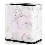 Coloch 9L Rectangle Marble Print Metal Trash Can, 2.4 Gallon Stainless Steel Bathroom Wastebasket Narrow Garbage Bin Invisi-Overlap Open Top Rubbish Bin for Bathroom, Kitchen, Home, Hotel