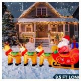 Joiedomi 9.5 ft Christmas Inflatables Outdoor Decoration, Christmas Blow Ups Santa on Sleigh with Reindeer, Christmas Yard Inflatables with LED for Outdoor Xmas Decor, Christmas Decoration Outside - R