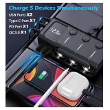 8 in 1 Cigarette Lighter Splitter, LIHAN 3 Socket Car Charger Adapter,Type-C QC3.0 PD36W Dual USB Charging Ports,Car 12V/24V Plug Outlet with Independent Switches,LED Voltmeter(3.3FT Cable)