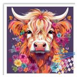 Reivworl Cow Paint by Numbers Kit for Adults, Cow Adults Paint by Number Kits on Canvas, DIY Acrylic Painting by Numbers for Gifts and Home Decor 16x16 Inch