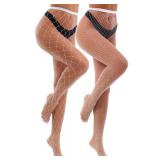 VEBZIN 2 Style Mesh White Fishnet Stockings for Women Fishnets Tights High Waist Stockings Fish Nets Leggings for Women Pantyhose 2 Pairs