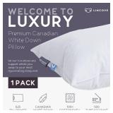 Lincove Cloud Natural Canadian White Down Luxury Sleeping Pillow - 625 Fill Power, 500 Thread Count Cotton Shell, Made in Canada, King - Soft, 1 Pack - Retail: $179.48