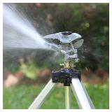 STYDDI Heavy Duty Impact Sprinkler on Tripod Base, Tall Metal Pulsating Telescoping Tripod Sprinkler for Large Area, Yard, Lawn, Garden, Waters up to 70 Ft. Diameter, Legs Extends Up to 36-inch