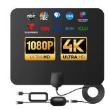 TV Antenna Indoor Long Range 900 Miles, Supports 4K 1080p Smart TV Signal Reception with Signal Amplifier 16ft HDTV Coax Cable