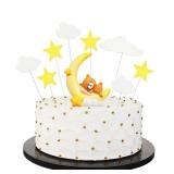 12 Pieces Bear and Moon Cake Topper Clouds and Stars Cupcake Topper Moon Birthday Cake Ornaments Moon Bear Figurine for Dashboard for Baby Shower Desk Anniversary Party Decorations