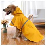 NACOCO Large Dog Raincoat Adjustable Pet Water Proof Clothes Lightweight Rain Jacket Poncho Hoodies with Strip Reflective (M, Yellow)