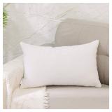 NATUS WEAVER White Pillow Case Soft Linen Rectangle Decorative Throw Cushion Cover Pillowcase with Smooth Hidden Zipper for Car 12" x 20 "