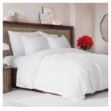 Duvet Cover Queen Size Set - Extra Soft Queen Size Duvet Cover - 90" x 90" Queen Duvet Cover w/ 2 Pillow Shams - Hotel Luxury, Easy Care & Fade Free - Comforter Cover w/ Zipper Closures & Ties (White)