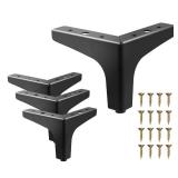 AODIOU Furniture Legs Metal Feet: Cabinet Legs 4 Inch Triangle Feet Replacement Dresser Legs Set of 4