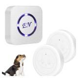 EverNary Dog Doorbell Wireless Dog Door Bells for Potty Training Doggie Door Bell with Waterproof Touch Button Dog Bells Included 1 Receiver and 2 Transmitters (White)