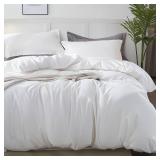 Bedsure Bright White Duvet Cover King Size - Soft Double Brushed Duvet Cover for Kids with Zipper Closure, 3 Pieces, Includes 1 Duvet Cover (104"x90") & 2 Pillow Shams, NO Comforter