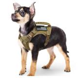 XS Dog Harness, Tactical Puppy Vest with Handle k9 Military Adjustable Pet Vest Harness for Outdoor Training (Large, Khaki)