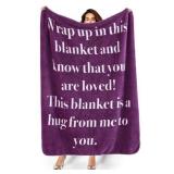 Bedsure Get Well Soon Gifts for Women - After Surgery Blanket with Inspirational Words Sympathy Gift for Men Hug Soft Fleece Healing Blanket Dark Purple 50x60 Inch