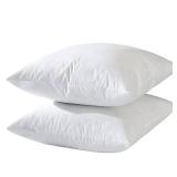 Basic Home 22x22 Decorative Throw Pillow Inserts-Down Feather Pillow Inserts-Square-Cotton Fabric-Set of 2-White.