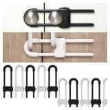 Jetec 10 Pieces Cabinet Locks for Babies, U-Shaped Proofing Drawers Safety Child Locks Adjustable, Easy to Use Childproof Latch for Knob Handle on Kitchen Door Storage Cupboard Closet (White, Black)