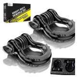 AUTOBOTS Bow Shackles 3/4" D Ring Shackle (2 Pack), 48,000Ib Break Strength with 7/8" Pin, 2 Isolator and 4 Washers Kit for Offroad Vehicle Truck Recovery Black