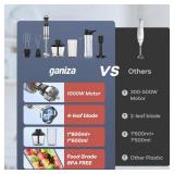 Ganiza Immersion Blender 8 in 1 Hand Blender Max 1000W Heavy Duty Motor, 16 Speed Mode Handheld Blender Stainless Steel Sitck Blender Includes 8 Total Pieces