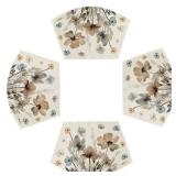 Artoid Mode Brown Poppy Floral Round Table Wedge Placemats Set of 4, Seasonal Kitchen Dining Table Decoration for Indoor Party Home