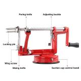 Apple Peeler Corer, Long lasting Chrome Cast Magnesium Alloy Apple Peeler Slicer Corer with Stainless Steel Blades and Powerful Suction Base for Apples and Potato(Red)