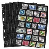 20 Sheets Stamp Pages Collector Stamp Collecting Album Binder Standard 9 Hole Binder Sleeves for Stamps Collecting Supplies(7 Rows)