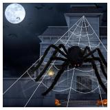 Halloween Spider Web Decorations - 200" Halloween Spider Web + 59" Giant Spider Outdoor Halloween Dcorations, Halloween Party Supplies Home Garden Yard Halloween Indoor Outdoor Haunted Decor