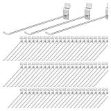 Moxweyeni 100 Pcs Heavy Duty Slatwall Panel Hooks Hanging Slatwall Accessories Metal Slat Wall Hanging Hooks Silver Slat Wall Hanger Commercial Grade Slatwall Pegs for Shop Retail Display (10 Inch)