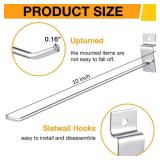 Moxweyeni 100 Pcs Heavy Duty Slatwall Panel Hooks Hanging Slatwall Accessories Metal Slat Wall Hanging Hooks Silver Slat Wall Hanger Commercial Grade Slatwall Pegs for Shop Retail Display (10 Inch)