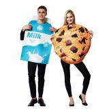 ReneeCho Couple Costume Halloween Food Cookies and Milk Carton Box Adult Men Women