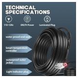 3FT~160FT Heat Tape for Water Pipes, -40°F Deicing Heating Cable,Thermostat Wire, Freeze Protected Water Pipe Heating Cable, Self Regulating Temperature, Heated Water Hose, 120V 8W/ft (80FT)