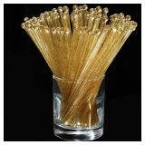 Honoson 100 Pieces Disposible Plastic Round Top Crystal Swizzle Sticks (Gold)